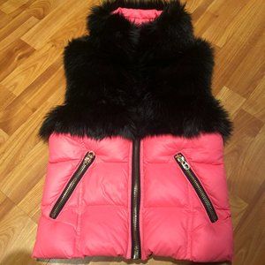 Juicy Couture pink puffer vest faux fur Size XS